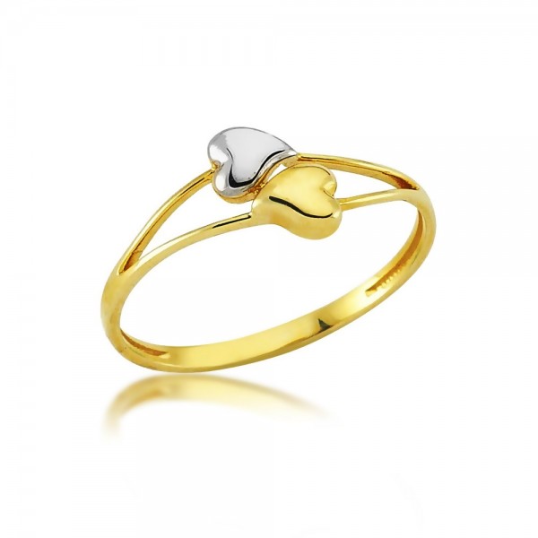 Damenring Bicolor 333er Gold Herzen