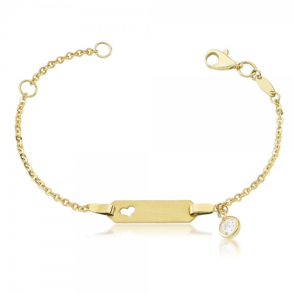 Kinderarmband 333er Gold Gravur Zirkonia