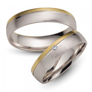 Trauringe 585er Gelb-/Weissgold 0,02 ct. Trauringe 585er Gelb-/Weissgold 0,02 ct.