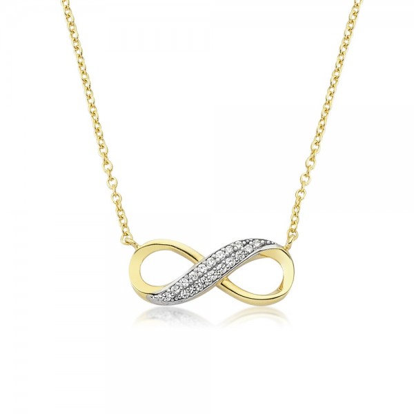 Anhänger Unendlichkeit 333er Gold Infinity Zirkonia