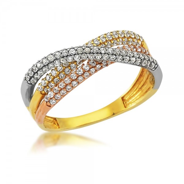 Damenring Tricolor 333er Gold Zirkonia