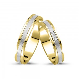 Trauringe 585er Gelb-/Weissgold 0,015 ct. Brillant TR15260 Trauringe 585er Gelb-/Weissgold 0,015 ct. Brillant TR15260
