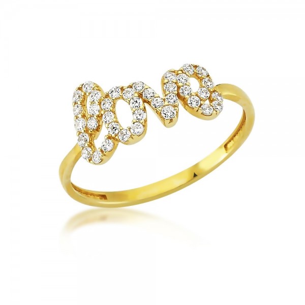 Damenring 333er Gold Zirkonia Love