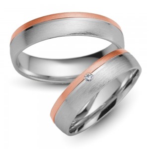 Trauringe 585er Rot-/Weissgold 0,02 ct Trauringe 585er Rot-/Weissgold 0,02 ct