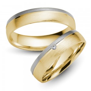 Trauringe 585er Gelb-/Weissgold 0,02 ct.  Trauringe 585er Gelb-/Weissgold 0,02 ct.